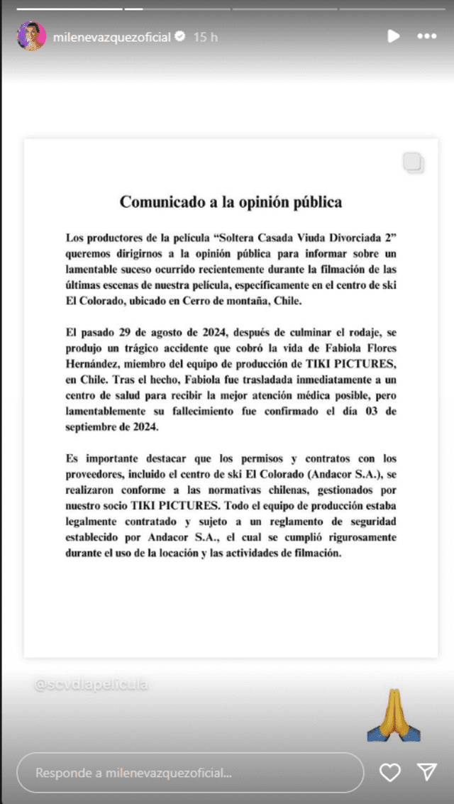 Actrices protagonistas de 'Soltera, casada, viuda, divorciada' se pronuncian sobre trágica muerte de mujer en pleno rodaje.