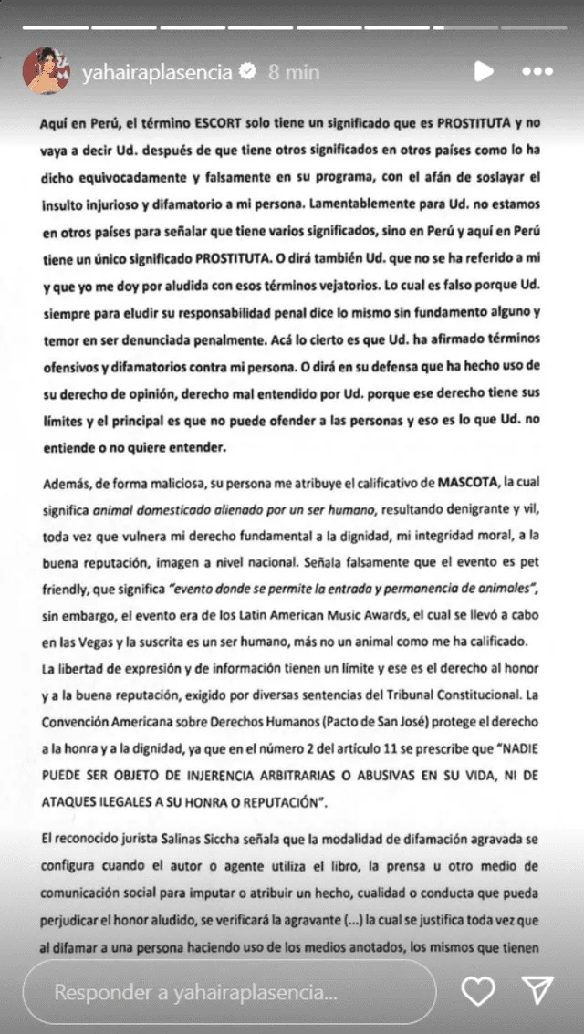   Yahaira Plasencia envía carta notarial a Magaly Medina  