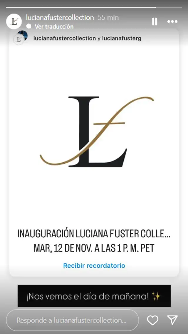 Luciana Fuster invita a la inauguración de su primera tienda.  
