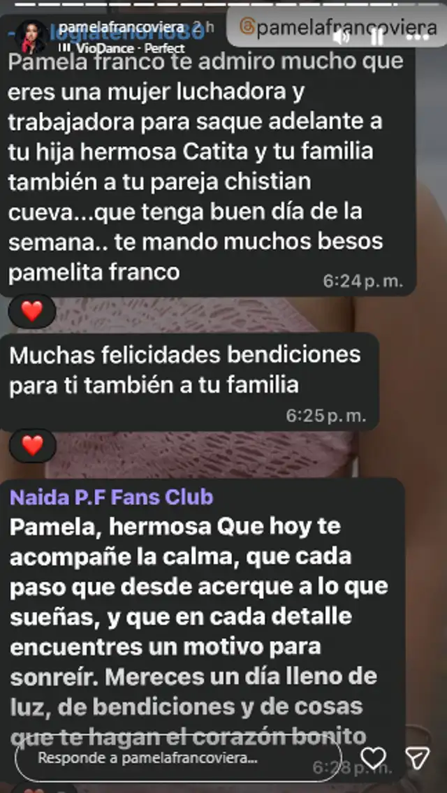 Fans de Pamela Franco la llenaron de mensajes positivos.