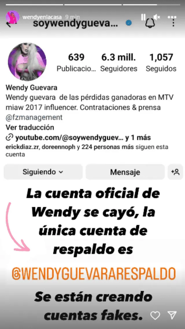 Fans advierten de cuentas falsas de Wendy Guevara.