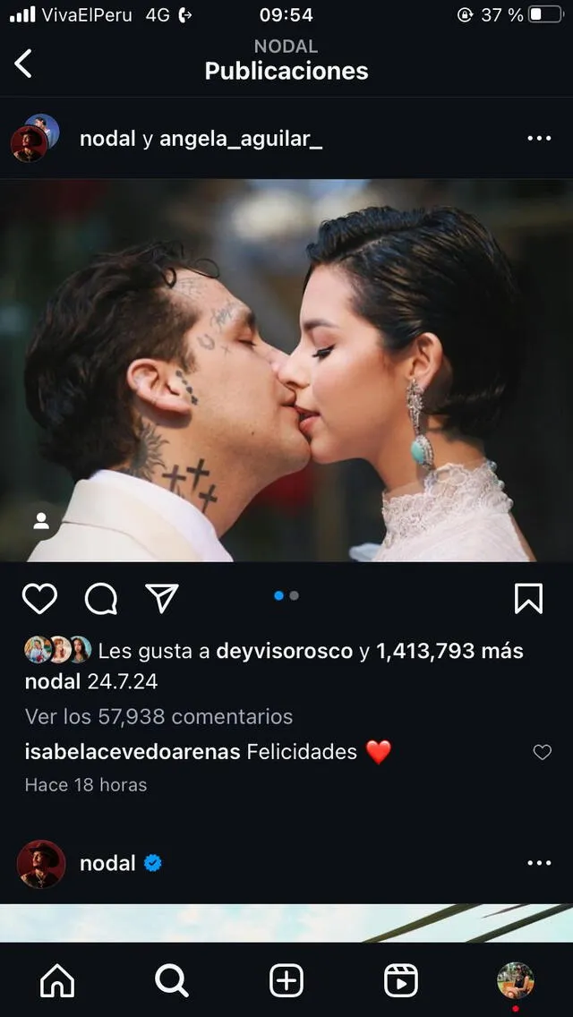 Isabel Acevedo felicita a Christian Nodal y Ángela Aguilar por boda y usuarios la trolean: 