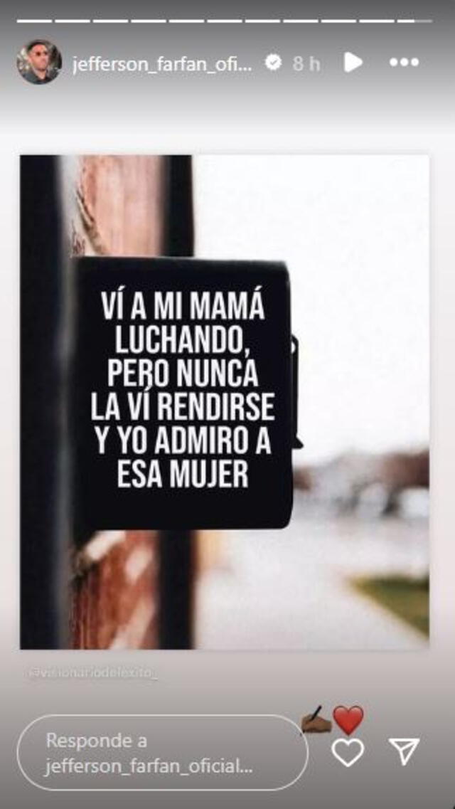 Mensaje de Jefferson Farfán para su madre Doña Charo. Foto: Instagram   