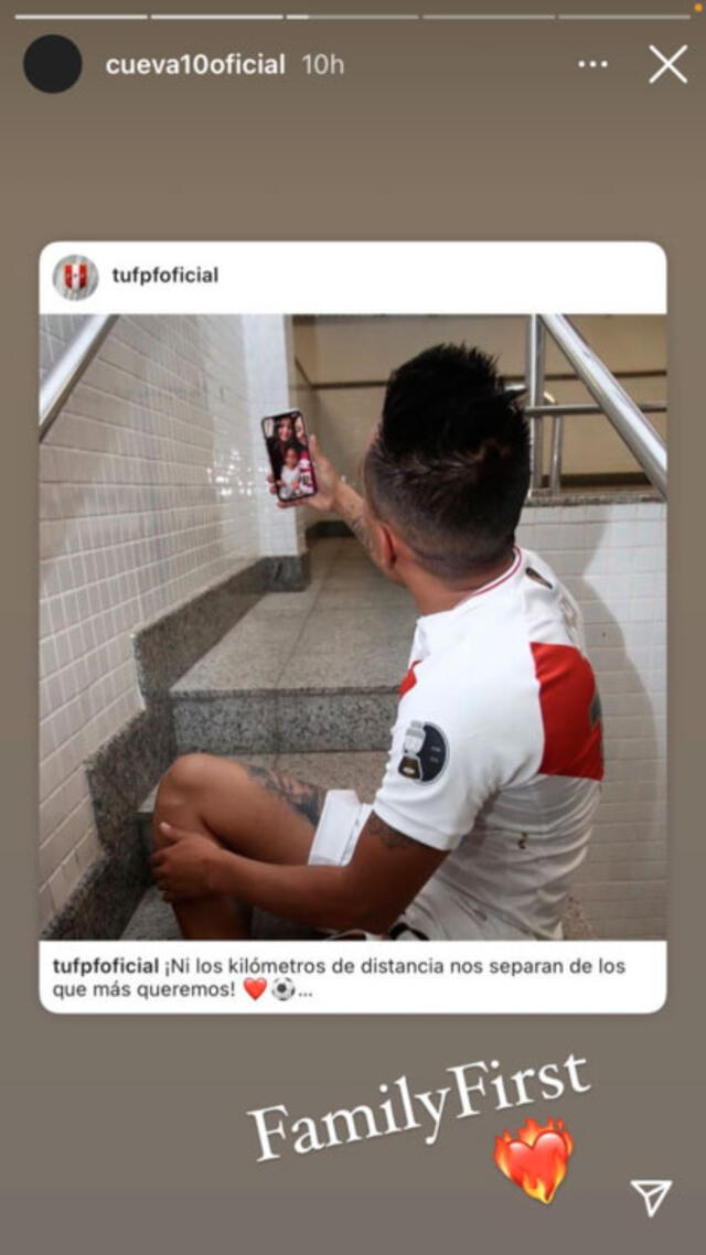 Christian Cueva comparte la publicación de la selección peruana. | FUENTE: Instagram.   