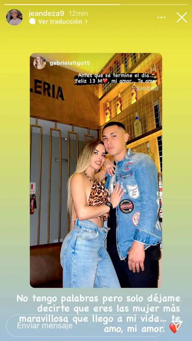 El menaje de Jean Deza para su pareja Gabriela - FUENTE: Instagram. 