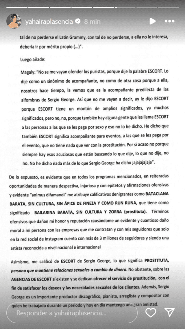  Yahaira Plasencia envía carta notarial a Magaly Medina  