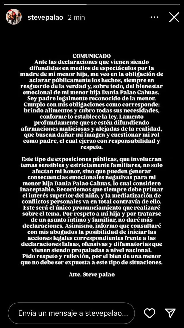 Steve Palao SACA CARA por su hija menor y demandaría a su expareja por asegurar que LA OCULTÓ Steve Palao SACA CARA por su hija menor y demandaría a su expareja por asegurar que LA OCULTÓ