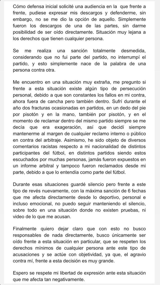 Mensaje de Rodrigo Ureña. Foto: Instagram 