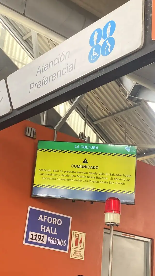 El mensaje de cierre también es comunicado en otras estaciones como La Cultura El mensaje de cierre también es comunicado en otras estaciones como La Cultura