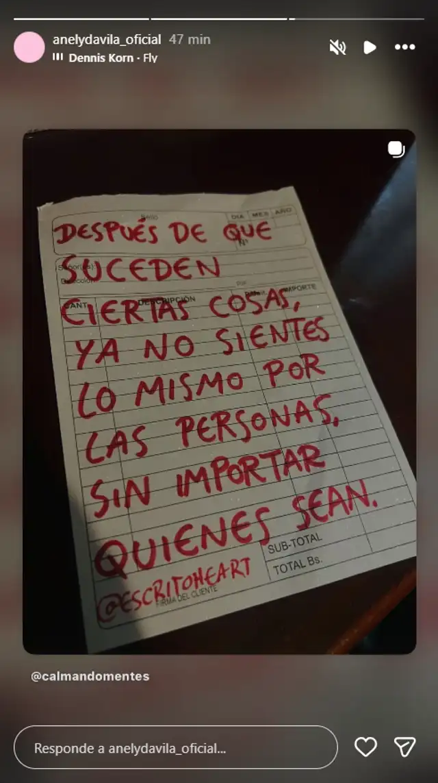 Anely Dávila y su mensaje tras medida de Óscar Custodio Chavesta con su frase. Anely Dávila y su mensaje tras medida de Óscar Custodio Chavesta con su frase.