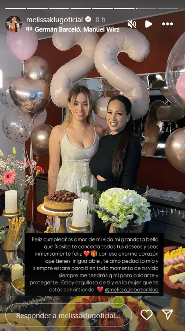 Melissa Klug en el cumpleaños de Melissa Lobatón.