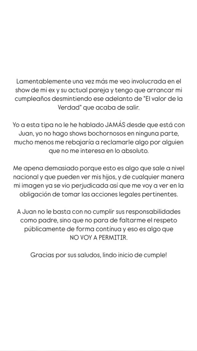 <em>Comunicado de Johana Cubillas tras revelaciones de Macarena Vélez. Captura: Instagram</em> <em>Comunicado de Johana Cubillas tras revelaciones de Macarena Vélez. Captura: Instagram</em>