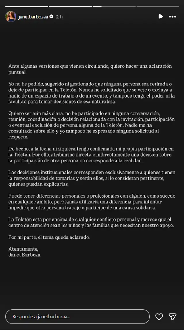 Janet Barboza deja como mentirosa a Ethel Pozo y revela verdad detrás de su expulsión de la Teletón Janet Barboza deja como mentirosa a Ethel Pozo y revela verdad detrás de su expulsión de la Teletón