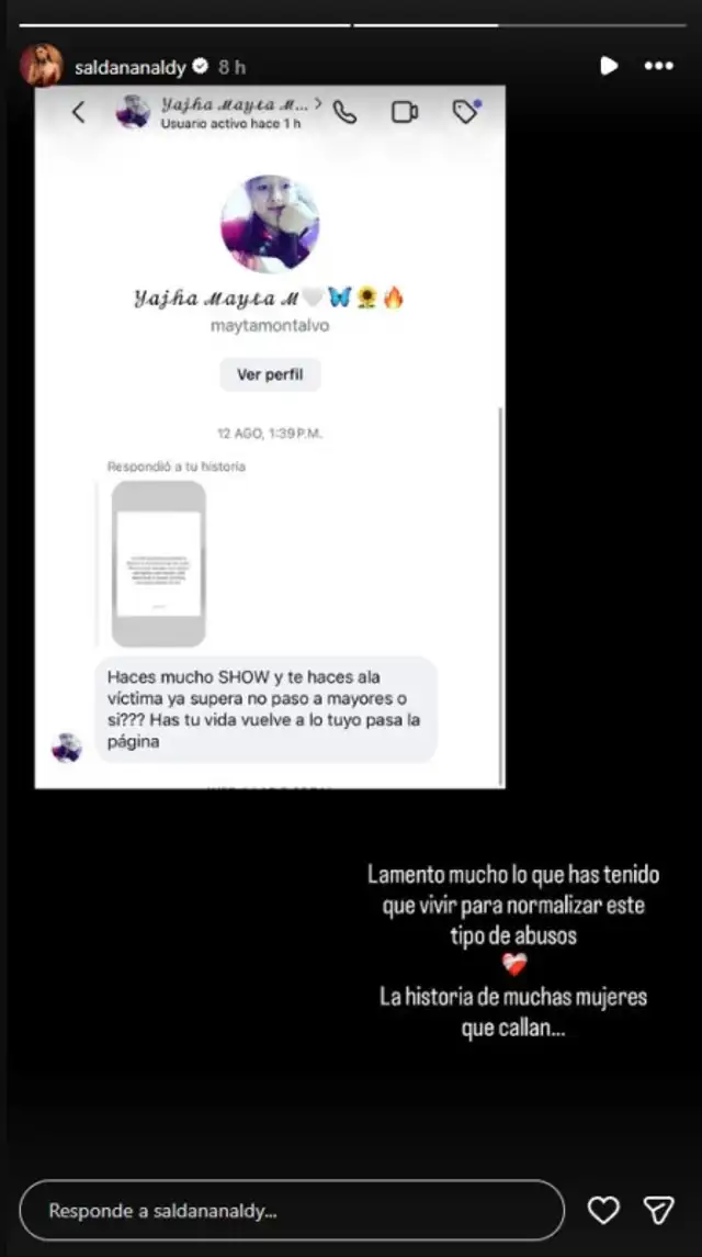 Naldy Saldaña ARREMETE contra usuaria que la acusó de VICTIMIZARSE tras denunciar a César Sánchez: “Ya supera...”
