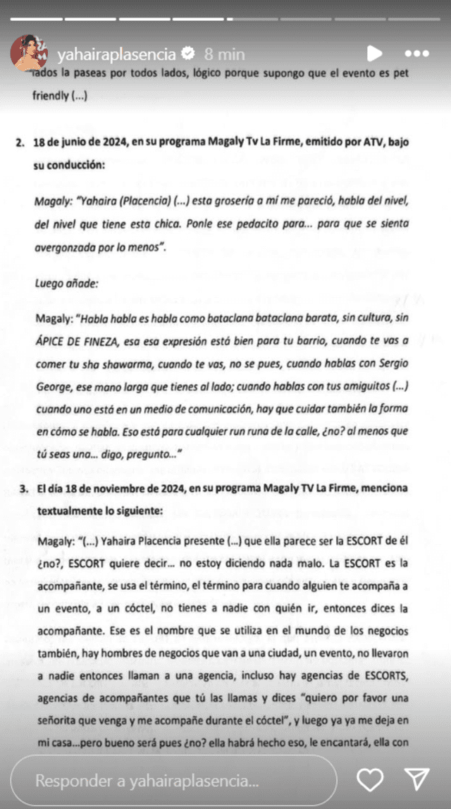  Yahaira Plasencia envía carta notarial a Magaly Medina 