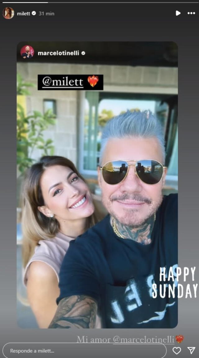 Milett Figueroa disfruta del fin de semana con Marcelo Tinelli.