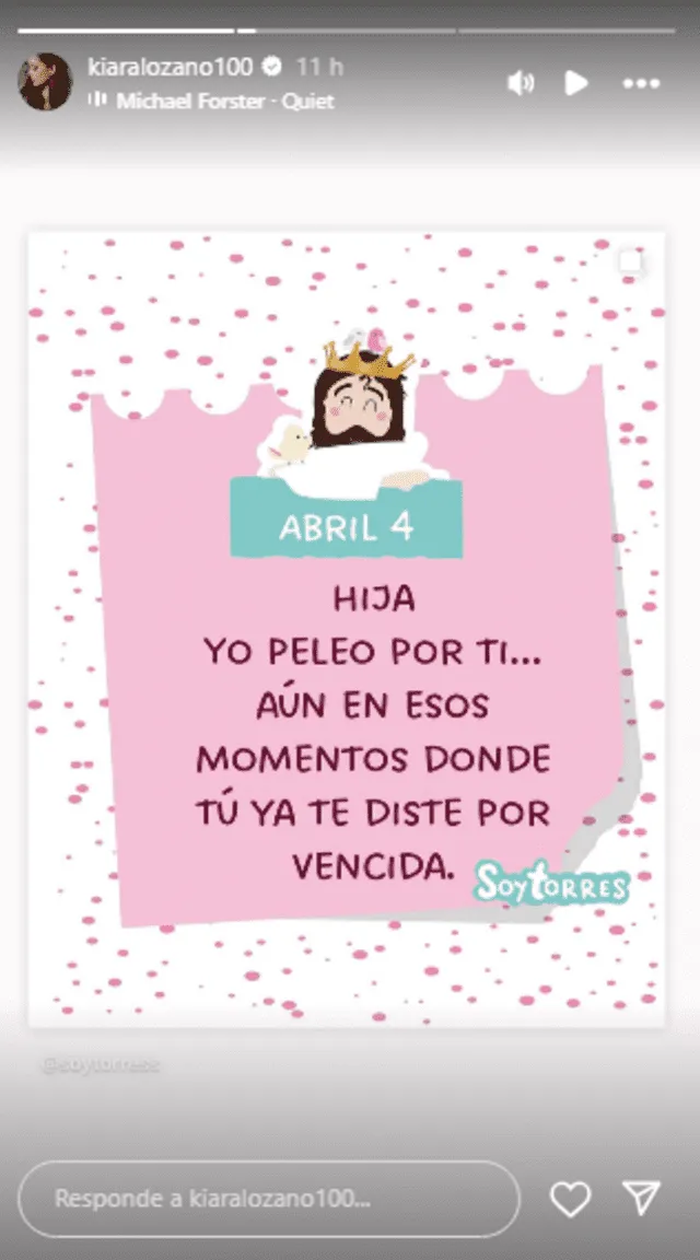 <em>Kiara Lozano comparte sentido mensaje. Captura: Instagram</em>   