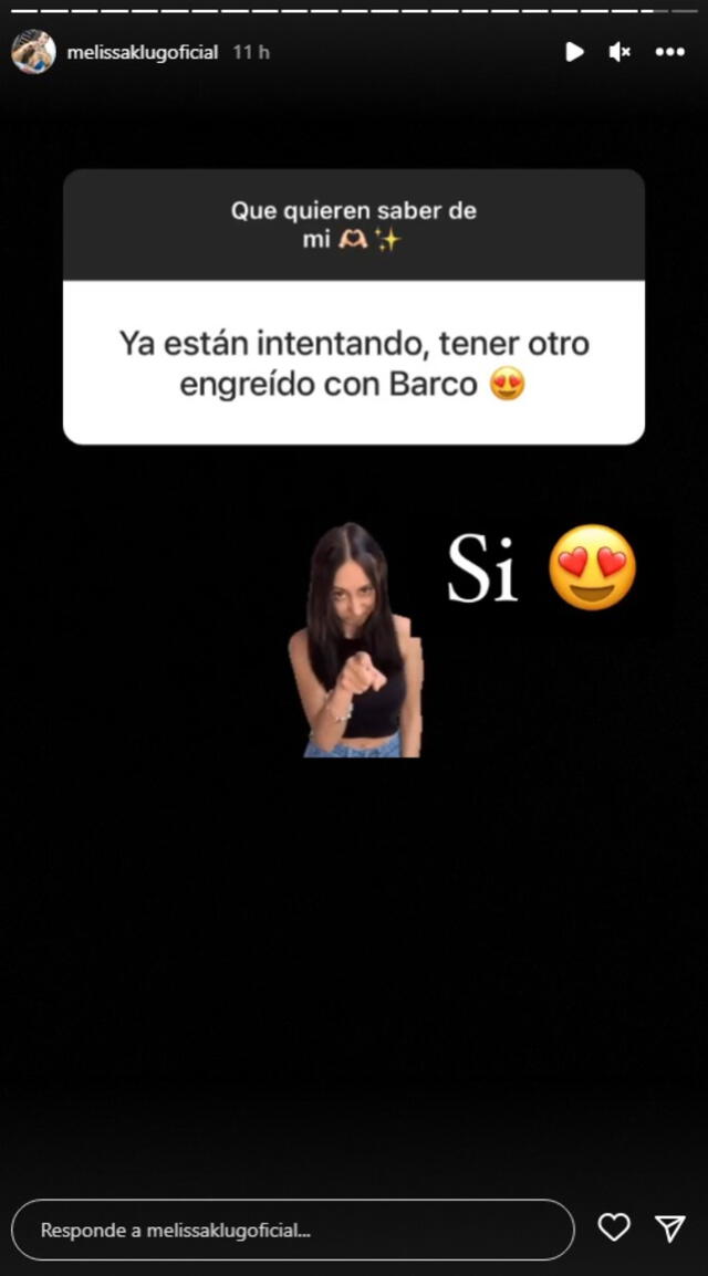 Respuesta de Melissa Klug a seguidor en Instagram. (Foto: Captura)   