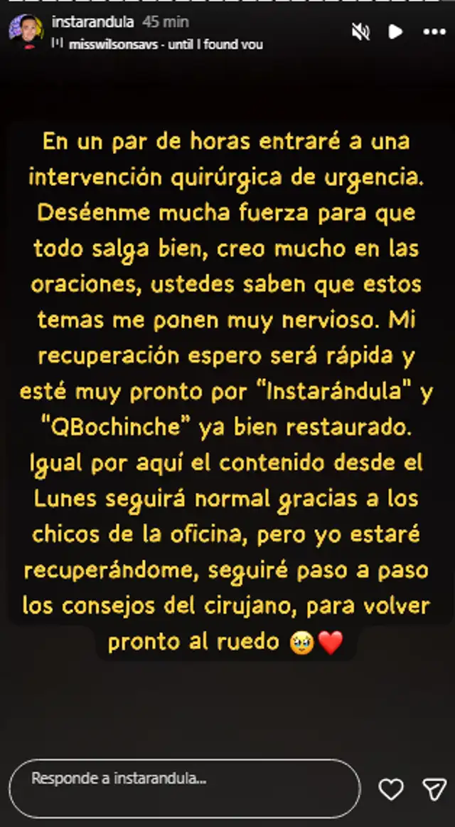 Samuel Suárez se muestra emotivo al revelar que pasará por operación.