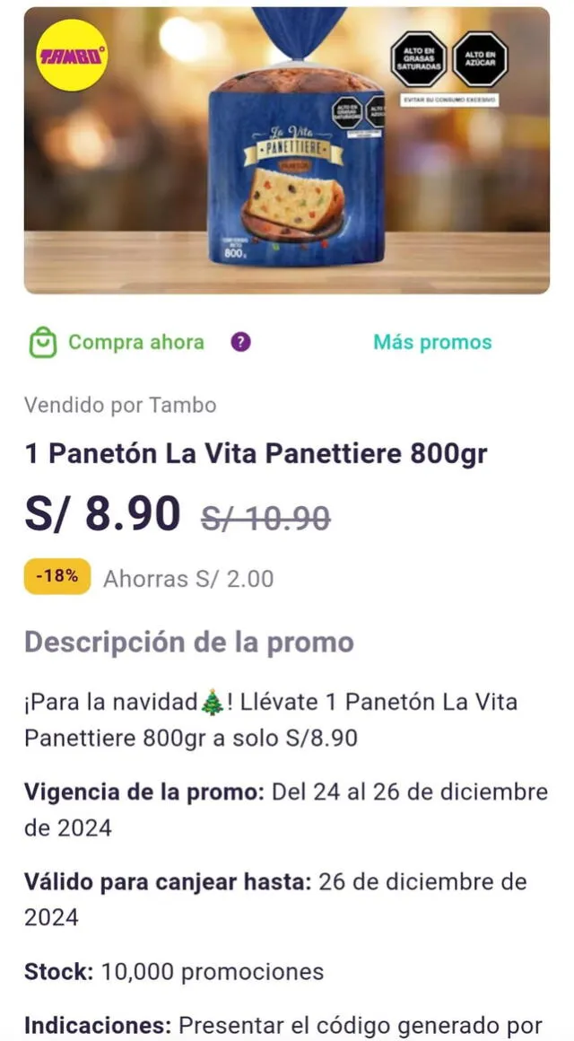 Tambo se vuelve loco en Navidad y remata panetones a S/8.90: ¿Cómo comprar?