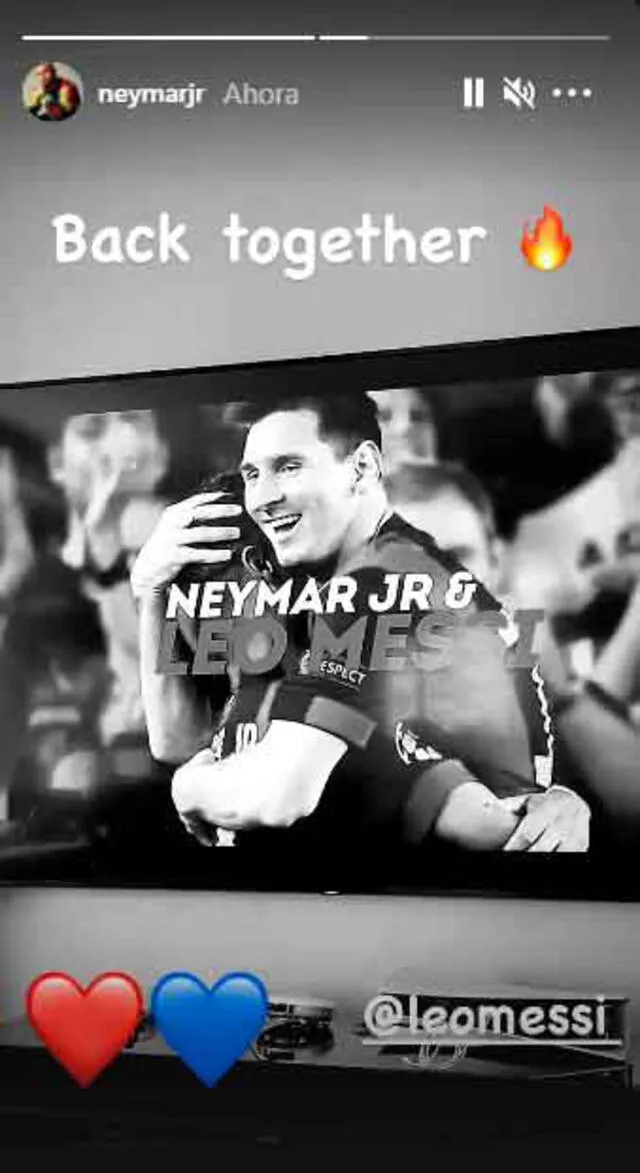 Neymar compartió un mensaje en sus redes sociales ni bien se oficializó el fichaje de Messi al PSG. | FUENTE: Instagram.   