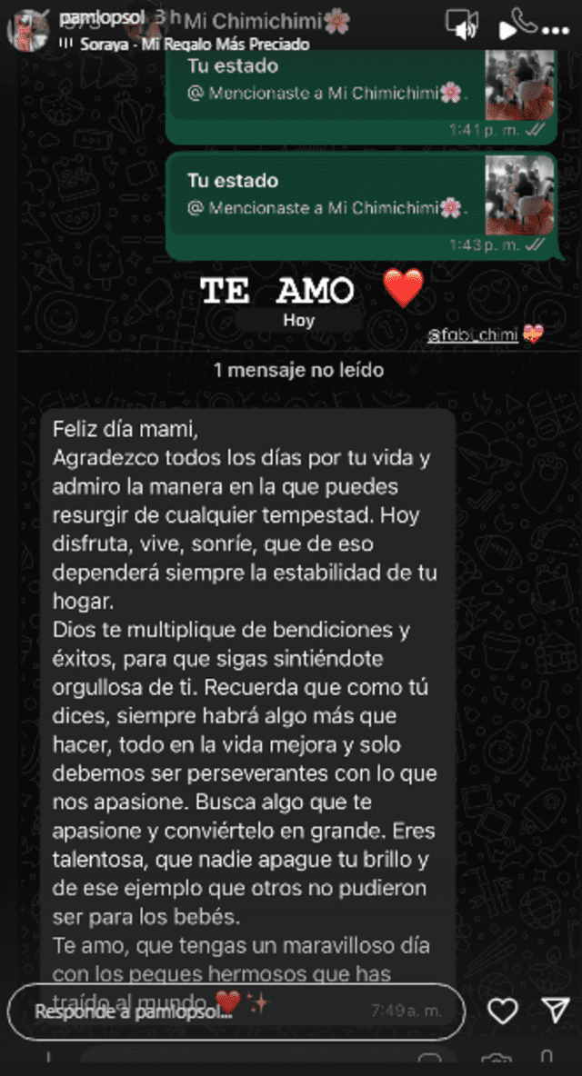 Pamela López celebra su cumpleaños sin su hija.