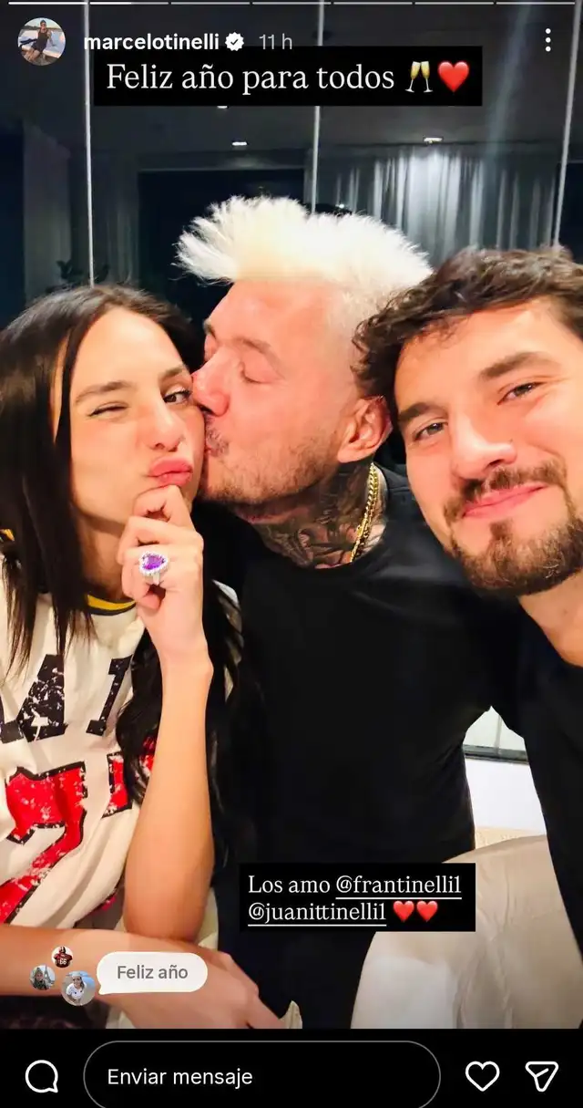 Marcelo Tinelli celebró el Año Nuevo junto a sus hijos. Foto: Instagram.   