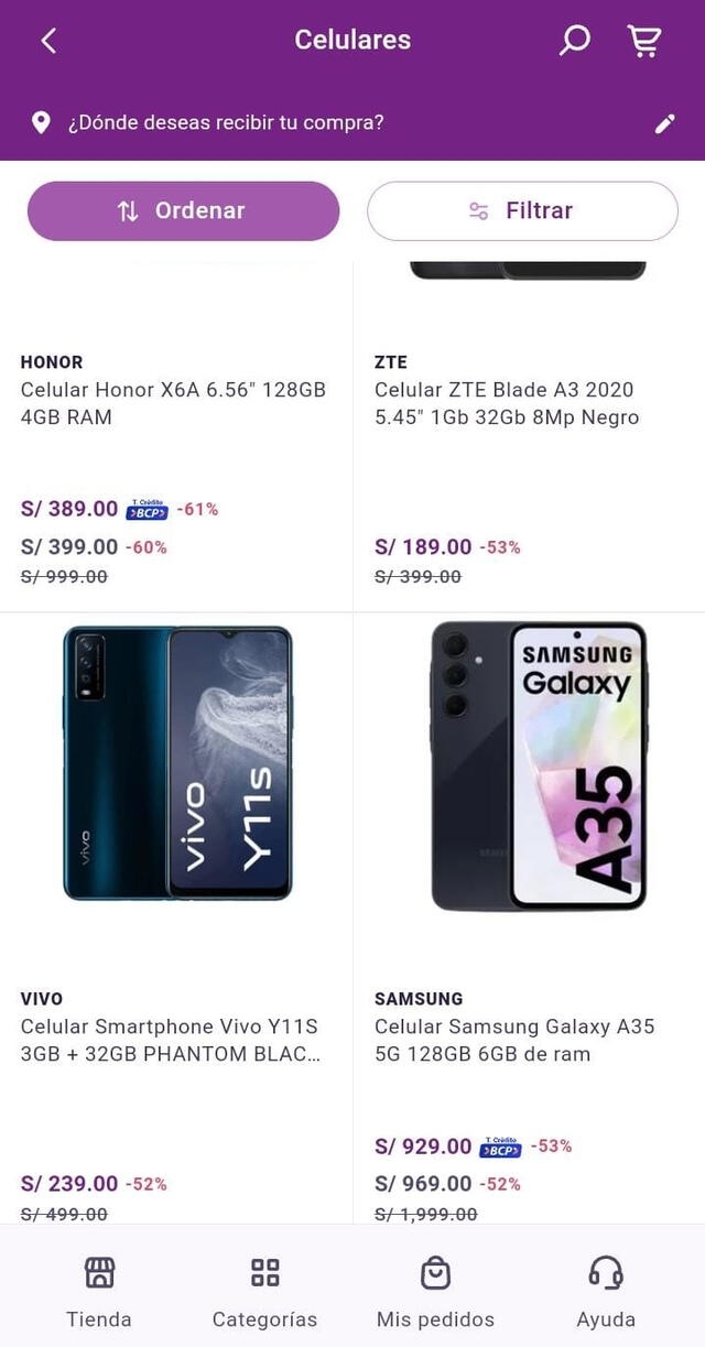 Celulares de alta gama en Tiendas Yape.