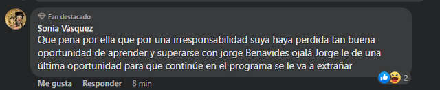 Comentarios además solicitan una segunda oportunidad para la actriz.    