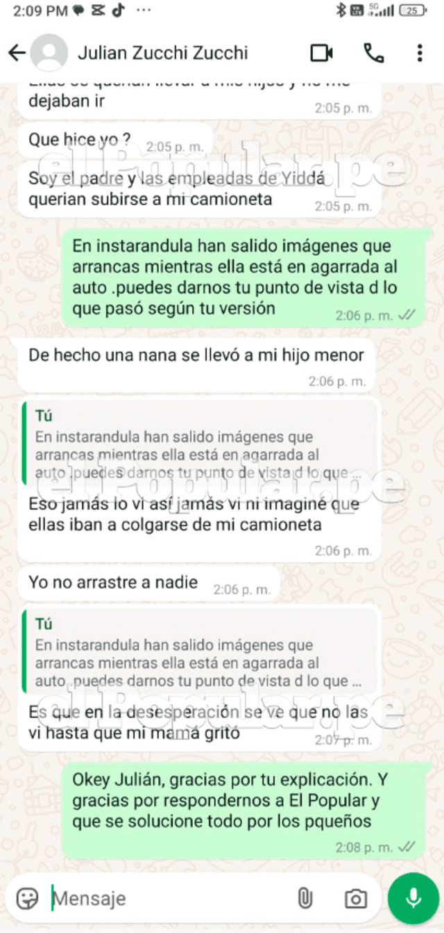 Julián Zucchi rompe su silencio con El Popular tras pelea con Yiddá Eslava.  