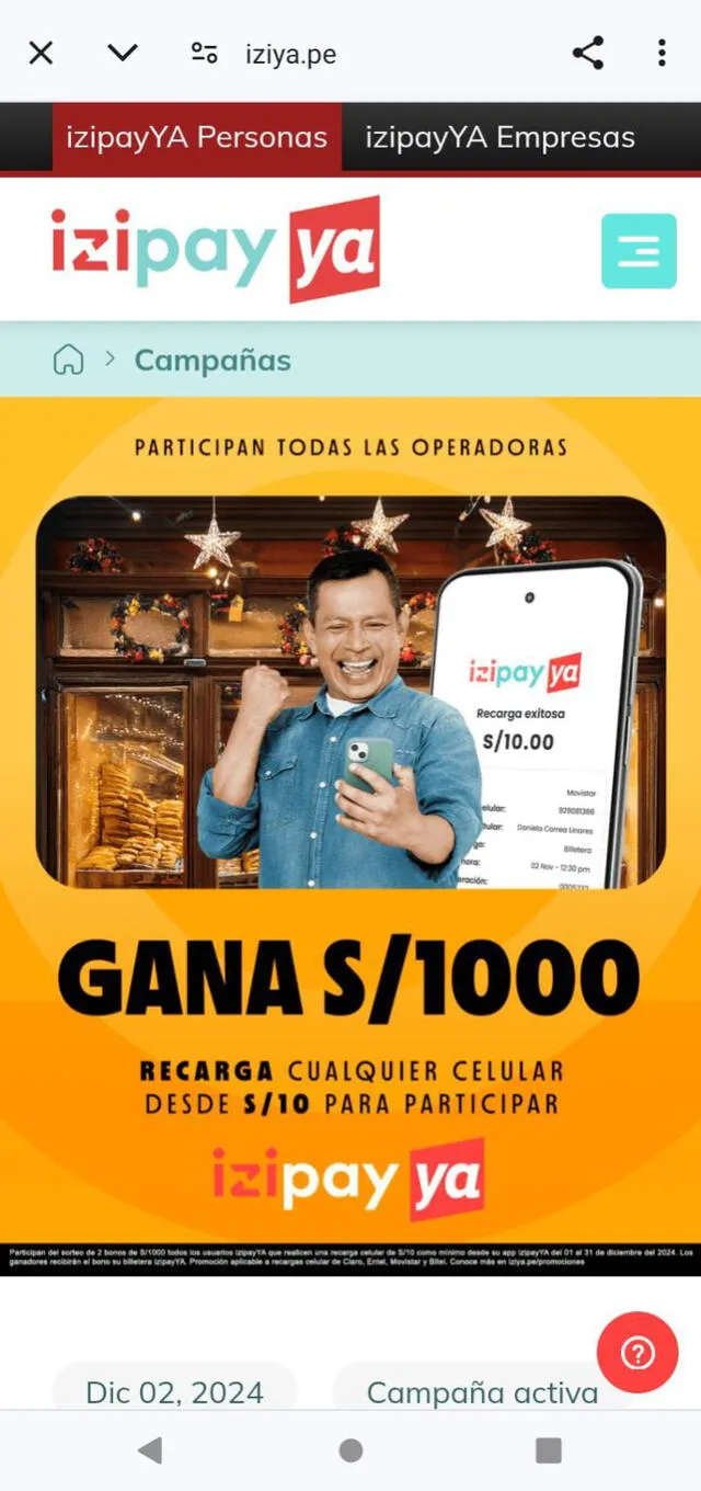 IzipayYa te da la oportunidad de ganar S/1 000 solo con recargar tu celular.