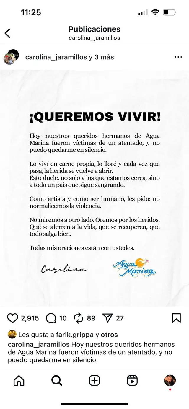  Esposa de Paul Flores se quiebra y lanza desgarrador comunicado tras ataque a Agua Marina 