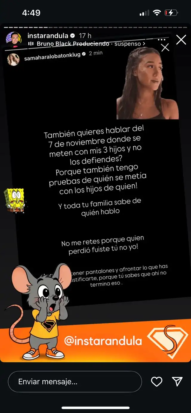 Samahara Lobatón insinúa que Saandra Jiménez maltrató a sus tres hijos Samahara Lobatón insinúa que Saandra Jiménez maltrató a sus tres hijos