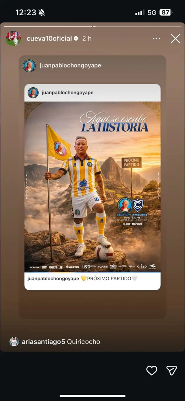  Christian Cueva y su publicación tras llegada de la policía a la casa de Pamela López y sus hijos 