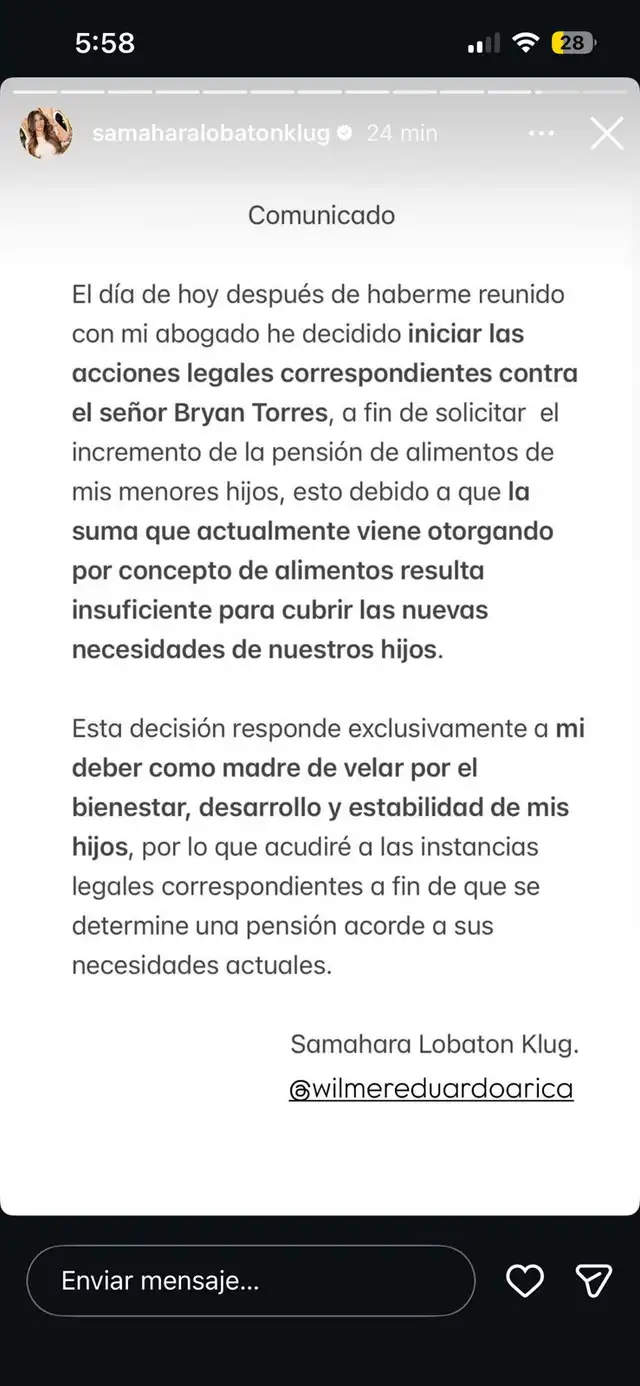 Samahara Lobatón DEMANDA a Bryan Torres por PENSIÓN DE ALIMENTOS para sus dos hijos tras AGRESIÓN