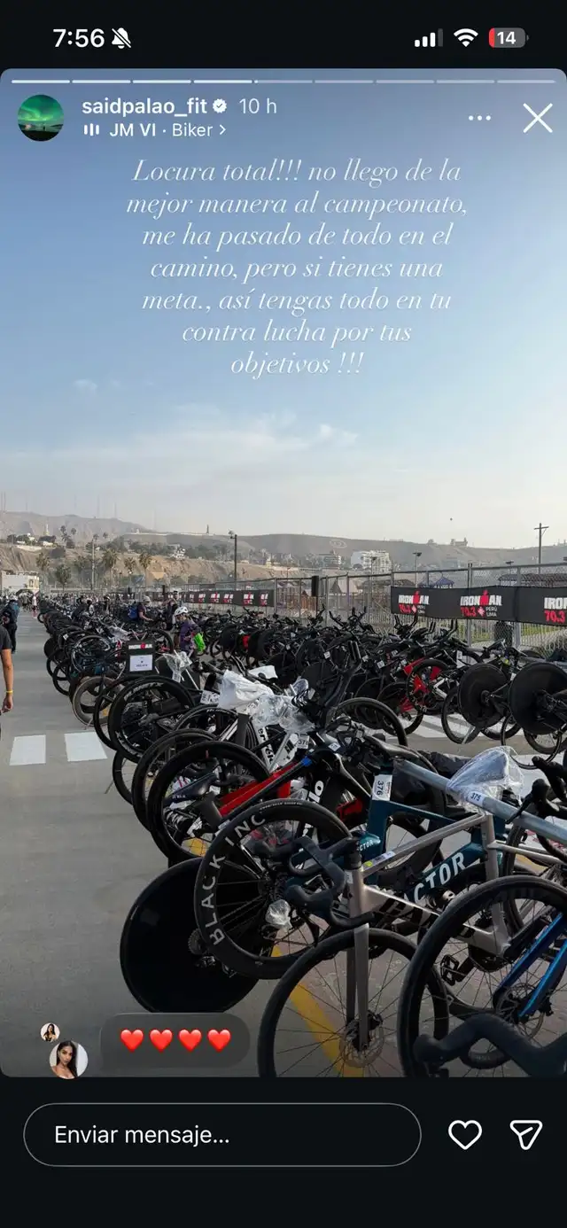 Said Palao se prepara para una competencia de ciclismo.