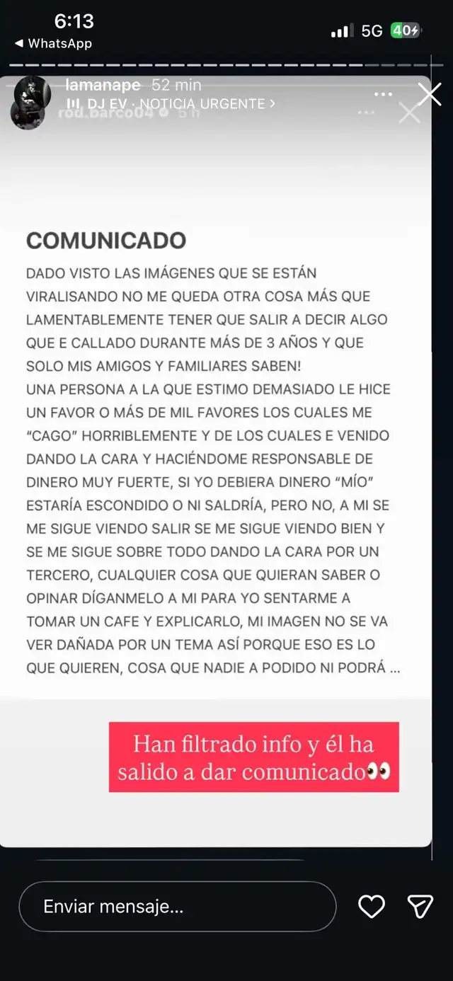 Hermano de Jesús Barco se pronuncia tras ser acusado de estafador y culpa a ser querido que le dejó deuda