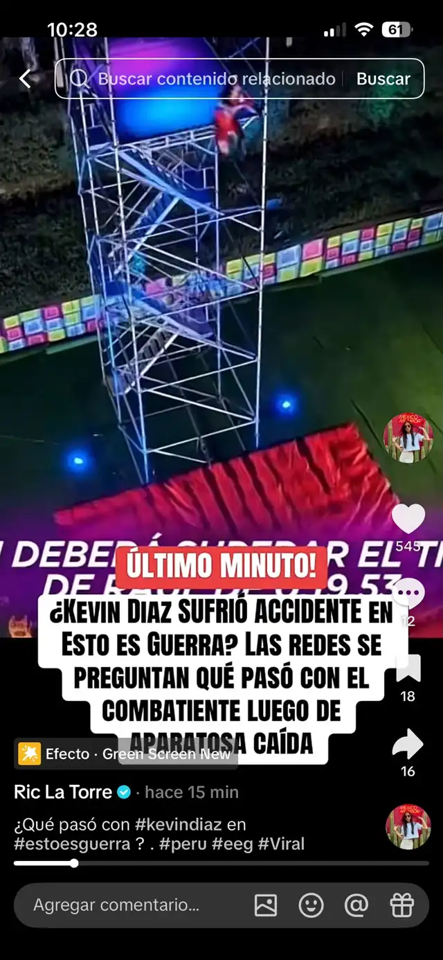 Kevín Díaz sufre accidente en ‘Esto es guerra’ y cae de juego de ocho metros de altura