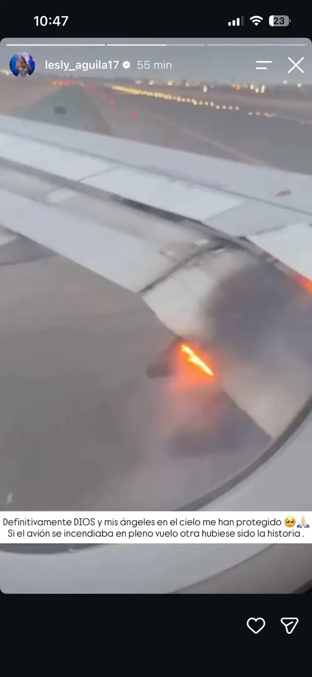 Lesly del Águila se pronuncia sobre incendio en avión de Corazón Serrano. 