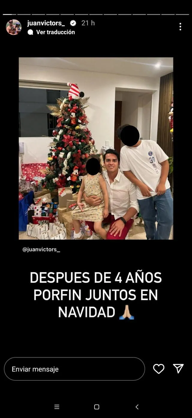 Juan Víctor pasó la Navidad con sus dos hijos.