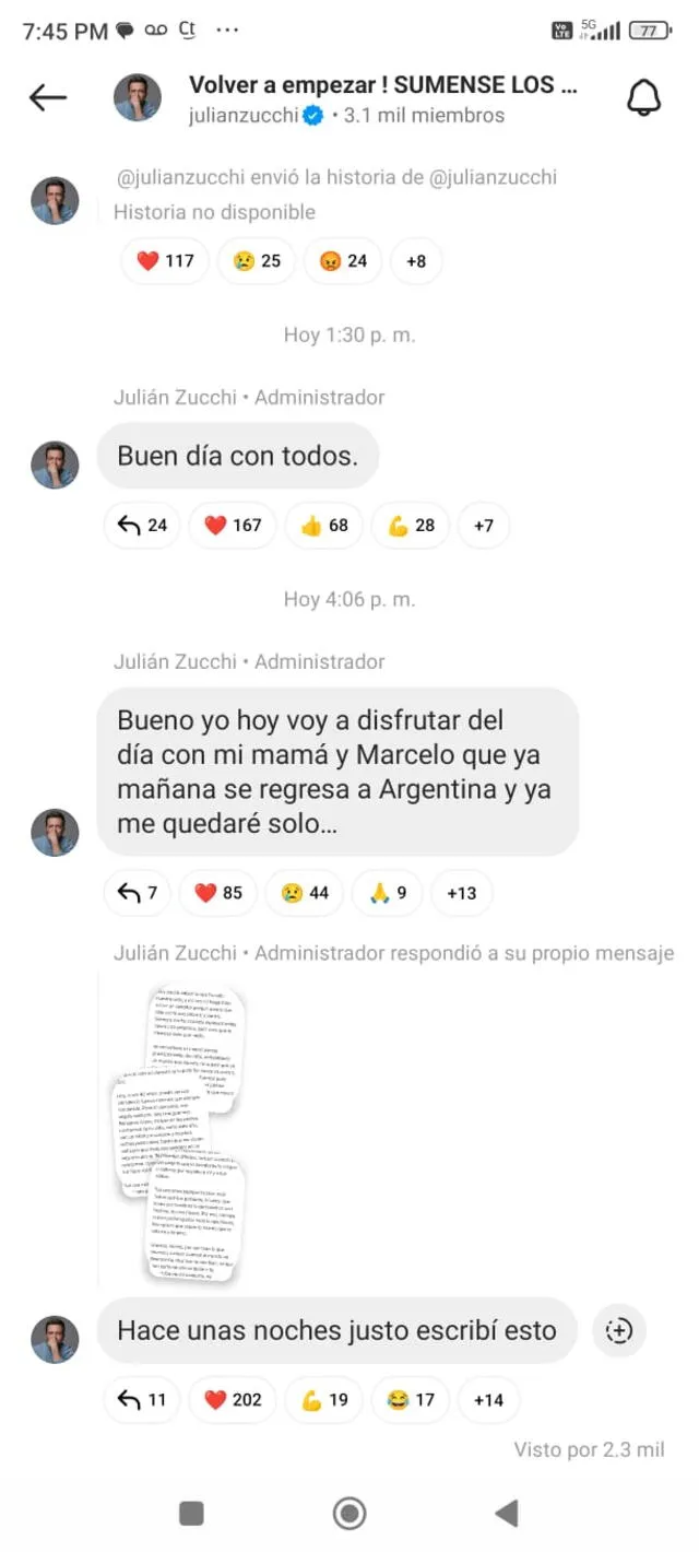 Julián Zucchi se comunica con sus seguidores tras enfrentamiento con Yiddá Eslava.  