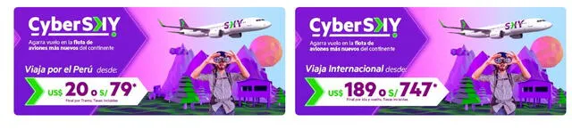 Sky ofrece vuelos desde 20 dólares por el Cyber Wow 2022. Crédito: Sky/ Captura.   