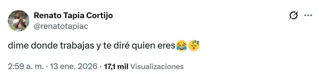 Mensaje de Renato Tapia. Foto: X/Renatotapiac Mensaje de Renato Tapia. Foto: X/Renatotapiac