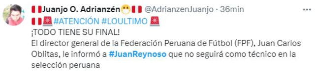 En Twitter, los hinchas de la selección peruana ya viven la posible salida de Juan Reynoso.   