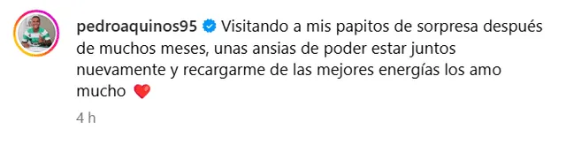 Pedro Aquino y su post tras sorpresa a sus padres.  