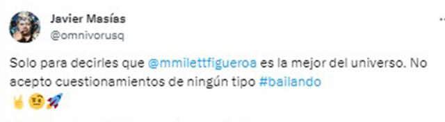 Javier Masías defiende a Milett Figueroa tras salida de Bailando 2023.  
