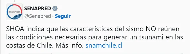  SHOA descartó un posible tsunami en las costas de Chile | Captura de pantalla.   