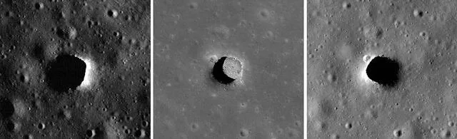  Estos pozos lunares permanecen a una temperatura estable de 17°C, informan científicos financiados por la NASA. Foto: NASA / GSFC / Arizona State University   