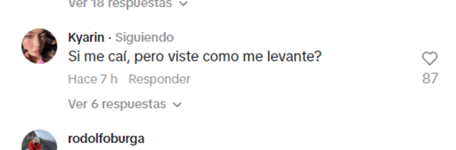 Comentario de Kyara Villanella en TikTok.