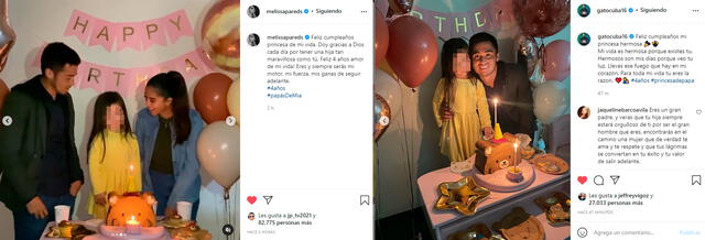 Melissa Paredes publica foto junto a su hija y Rodrigo Cuba, pero este último la omite a ella. | FUENTE: Instagram.   